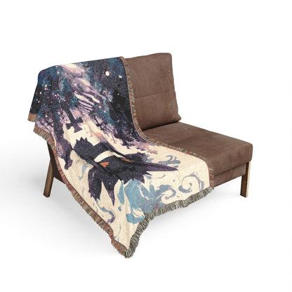Celestial Moon & Star Woven Blanket — Boho Galaxy Throw for Bedroom, Dorm, or Gift